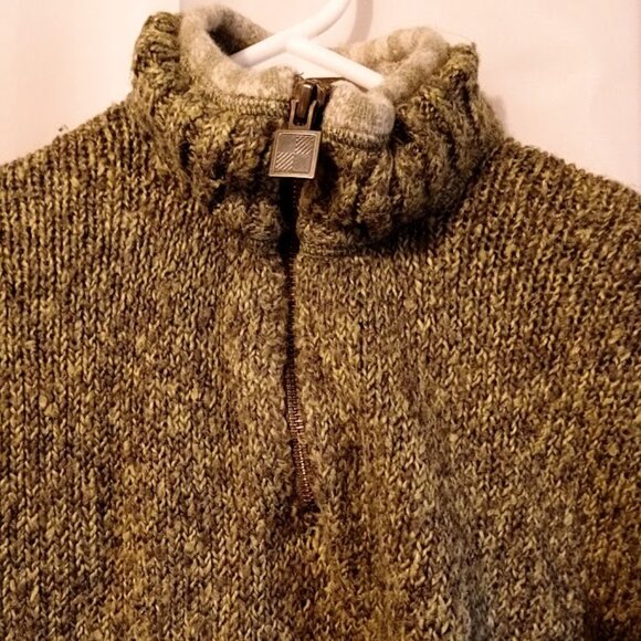 WOOLRICH Pullover Mock Neck Sweater Top women M Olive Green 1/2 zip up henley LS - Picture 4 of 10